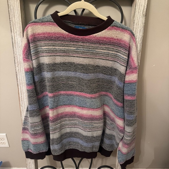 Wrangler 90s‎ Southwestern Fleece Sweatshirt Pastel Aztec Stripe Vintage L